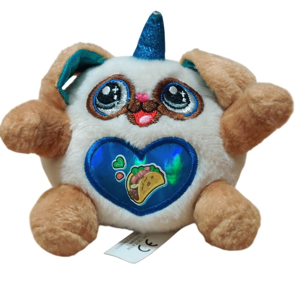 Zuru Rainbocorns Itzy Glitzy Puppy Unicorn Plush Taco Belly Brown White 3.5"